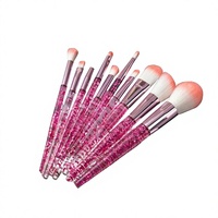 Pinceaux cosmétiques professionnels 10 pièces/ensemble, haute élasticité, faciles à utiliser, avec levier à vis, manche métallique, pour blush et eye-liner angulaire