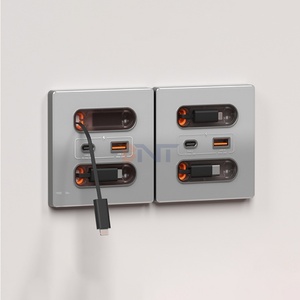 Thời trang hàng đầu 20 Wát nhanh chóng sạc USB ổ cắm với có thể thu vào sạc cáp và Type-C cổng 10A tường ổ cắm - Product Image 1