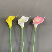 Jy-0038 Fleur artificielle Calla Lily à double tête sur tige unique, taille moyenne, à 2 fleurs, pour décoration de mariage, de maison et d'arrangements en vase