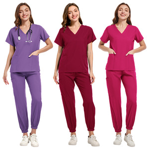 Hzmnoi <b>Scrub</b> Set V Neck Short Sleeve Unisex Medical Uniform Moisture Wicking Hospital <b>Scrubs</b> For Nurses And Doctors - Product Image 5