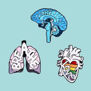 Pins de Esmalte de Coração Anatómico, Broches de Anatomia Médica Personalizados, Pins de Metal de Neurologia para Médicos e Enfermeiros, Atacado - Product Image 1