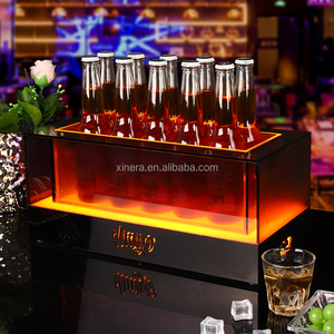 Custom Logo Warm Light Acrylic Ice Tub, LED <b>Illuminated</b> Beverage Chiller for Entertainment Venue - Product Image 5