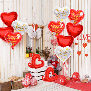 Màu đỏ và trắng tôi yêu bạn bóng bay 18 inch gói 12 quả bóng trái tim màu đỏ cho ngày Valentine trang trí hình trái tim bóng bay - Product Image 5