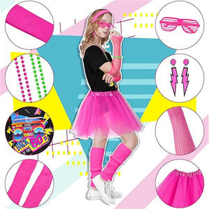 New Arrival <strong>80s</strong> Outfit Women Costume Accessories Set T Shirt Shorts Tutu Skirt Neno Party Leg Warmers <strong>Headband</strong> - Product Image 6