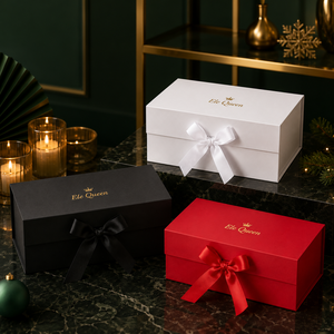 Caja de regalo magnética plegable de lujo con cinta y logotipo personalizado para joyería, ropa y productos premium. - Product Image 1