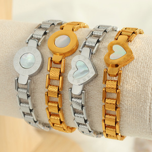 Heart Shape Roman Numeral <b>Bracelet</b> Gold Plated Women's Jewelry Gift Fashion Cuff <b>Bracelets</b> - Product Image 2