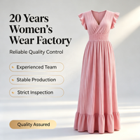 Nouvelle robe longue plissée à taille haute et manches courtes à volants, col en V, couleur unie, style vacances, pour femmes européennes et américaines