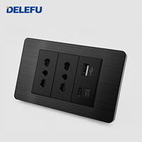 BAOBEN Prise murale standard italienne en acier inoxydable, série panneau noir, avec ports USB et USB-C