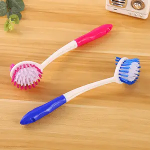 Plastic Handheld Dish Scrubber Kitchen Double Side Dishes Brush Carpet with Handle Stiff Bristles for Kitchen Bathroom Cleaning