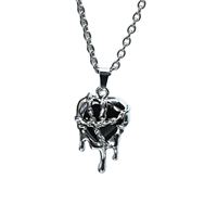Collar de Aleación con Colgante de Corazón Gótico Rojo y Negro, con Cuerda, para Mujer y Hombre, Clásico, para Aniversario, Grunge, Halloween, Rave, Accesorios Y2K, Joyería