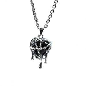 Collar con Colgante de Corazón Gótico Rojo y Negro, Collar de Cuerda de Cuero para Mujeres y Hombres, Accesorios Grunge para Halloween, Rave, Joyería Y2K - Product Image 5