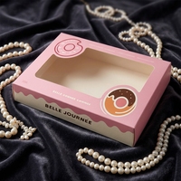 Customized High-End Waterproof Bakery Donuts Take Away Paper Box with Plastic Window