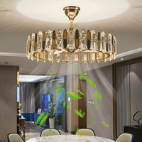 Ventilateur de plafond LED moderne de luxe avec lumière, 6 vitesses, moteur AC à intensité variable, montage en surface, pour salon et salle à manger