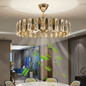 Ventilateur de <span class=keywords><strong>plafond</strong></span> LED moderne de luxe avec lumière, 6 vitesses, moteur AC à intensité variable, montage en surface, pour salon et salle à manger - Product Image 2