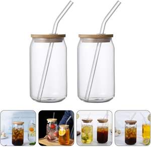 Vente en gros de gobelets en verre transparent givré de 12 oz, 16 oz et 20 oz pour sublimation, avec paille et couvercle en bambou - Product Image 4