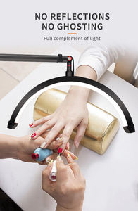 Lampe de beauté à LED sur pied de 16 pouces de haute qualité, rotation à 360 degrés, lumière annulaire demi-lune avec support pour téléphone - Product Image 4