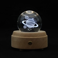 Nouveauté 3D Planète De Chevet LED Lampe De Table En Cristal APP Contrôle Couleur Changeante Lumière De Nuit En Cristal Avec de La Musique