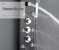 Ensemble de douche mural intelligent de luxe noir en acier inoxydable avec mitigeur et panneau de douche polyvalent à jet pluie