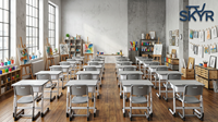 Ensemble bureau et chaise réglables en hauteur pour étudiants, en métal moderne, meubles pour salle de classe et chambre à coucher, pour les cours de soutien scolaire et la formation