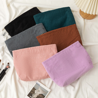 Pochette de maquillage en velours côtelé couleur bonbon, fermeture éclair, trousse de toilette de voyage, organiseur de maquillage, accessoires