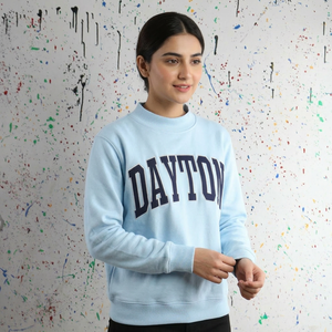 Sudadera con Capucha DAYTON SKY BLUE, Color Azul Bebé, 100% Algodón, Felpa, Talla Grande, Media Cremallera, Apliques Bordados, Estilo Deportivo, Invierno - Product Image 1