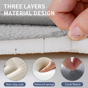 Alfombra de baño rectangular de algodón de alta densidad, gruesa, de color sólido, absorbente y antideslizante para baño, inodoro y entrada. - Product Image 3