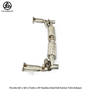 Sistema de Escape Completo CSZ con Válvulas para <span class=keywords><strong>Porsche</strong></span> <span class=keywords><strong>997</strong></span>.2 <span class=keywords><strong>Turbo</strong></span> 3.8T 2009-2012, Silenciador Trasero con Válvulas - Product Image 2