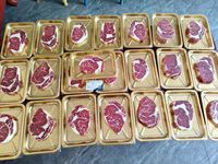 Bandeja de plástico PET/PP desechable para carne y mariscos congelados, envasado al vacío MAP/VSP, colores y tamaños personalizados, para supermercados y fábricas.
