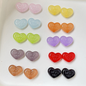 Perles Cœur en Acrylique Transparent avec Lettres Gaufrées « HUG <span class=keywords><strong>ME</strong></span> » Multicolores, Perles Entretoises Libres pour la Fabrication de Bijoux et Accessoires de Porte-clés DIY - Product Image 2