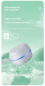 Mini Altavoz Bluetooth Inalámbrico para Exteriores, Resistente al Agua IPX6, 5W, Graves, Luz RGB, con Correa de Silicona para Bicicleta y Senderismo - Product Image 3