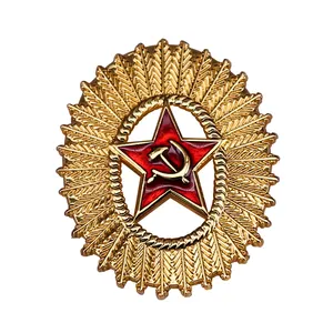 rusia topi bintang merah Suppliers-Uni Soviet Rusia Topi Palu Bintang Merah & Arit Lencana CCCP Pemangkasan Tentara Militer Bros Pin Kerah