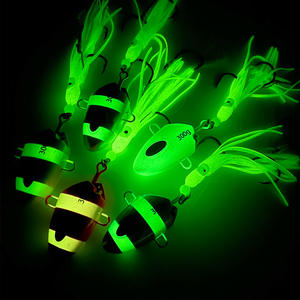 Plantilla de Metal luminoso, 5 colores, 100g, 150g, 200g, 250g, 300g, falda de calamar, asistencia, 3 anzuelos, aparejo, cabeza de plantilla, señuelo de pesca, aparejos de Jigging de pulpo - Product Image 4