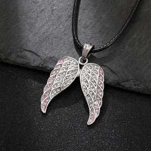 Zoryn Wholesale 316L Stainless Steel Rhinestone <b>Angel</b> Wings Pendant Necklace Jewelry for Women - Product Image 4