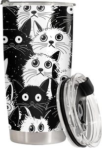 34HD Divertente Tazza Termica Nera a Forma di Gatto da 20oz in Acciaio Inossidabile a Doppia Parete con Coperchio, Ideale per Compleanni e <span class=keywords><strong>Festa</strong></span> <span class=keywords><strong>della</strong></span> <span class=keywords><strong>Mamma</strong></span> - Product Image 3