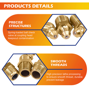 Brass mỡ núm vú 45 độ khuỷu tay mỡ vòi phun dầu thủy lực bơ vòi phun cho mỡ súng - Product Image 2