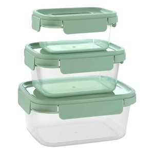 Nestnlock Food Container Set 500 920 1600 Ml Sage <b>Green</b> Airtight Lid <b>Microwave</b> Dishwasher Safe Refrigerator Freezer - Product Image 1