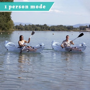 PVC Inflatable Transparent Kayak with See Through Bottom 310*96*50 CM for 1-2 Person Heavy Duty Canoe Boat for River and <b>Pool</b> - Product Image 5