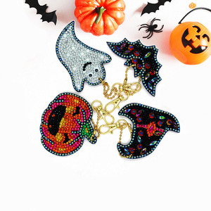R-YSK52/53 Custom Halloween Keychain Crystal Diamond Painting Embroidery Craft DIY with Stainless Steel Metal Type