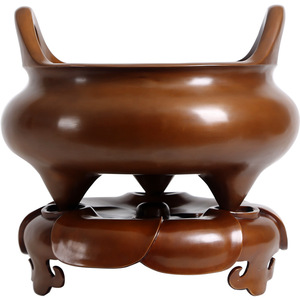 Quemador de Incienso de Cobre Xuande de 30 cm con Asas y Base para Uso Religioso - Product Image 4