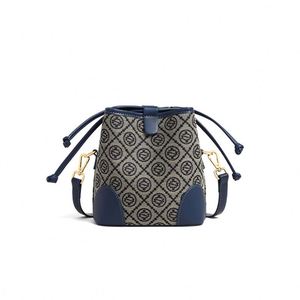 Wholesale Custom Lady Fashion <b>Waterproof</b> Geometric Jacquard Bucket <b>Bag</b> Women PU Leather <b>Drawstring</b> Shoulder <b>Bag</b> Detachable - Product Image 3