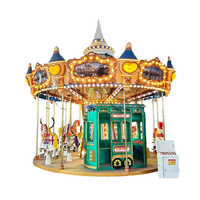 Intérieur et extérieur Carrousel classique à 16 places, promenade à cheval, attraction foraine durable en fibre de verre