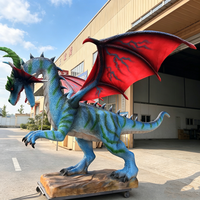 Modèle de dragon occidental animatronique grandeur nature, statue réaliste de dragon ailé en silicone pour la décoration des parcs à thème et des centres commerciaux