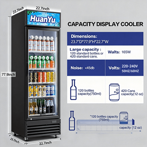 Réfrigérateur commercial vertical personnalisé avec affichage numérique LED, porte en verre transparent, étagères réglables, sans givre - Product Image 3