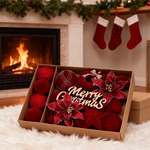 Novidade SHUANGYUAN: Bola de Natal de Veludo Feita à Mão, Pintada à Mão, Bolas de Natal com Efeito Flocado - Product Image 6