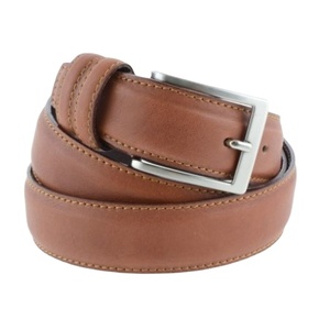 Cintura di Lusso Italiana da Uomo Personalizzabile, 3,5 cm, Casual, Moda, in Pelle di Vacchetta Marrone Chiaro con Fibbia in Lega, Multi-Misura - Product Image 1