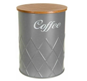 <span class=keywords><strong>Grey</strong></span> lưu trữ nhà bếp <span class=keywords><strong>Canister</strong></span> Bộ 5 cái tin Jar với nắp tre cho trà cà phê người uống - Product Image 6