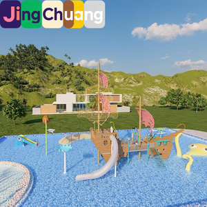 Grand parc <span class=keywords><strong>aquatique</strong></span> gonflable pour enfants avec toboggan <span class=keywords><strong>aquatique</strong></span> en fibre de verre, piscine et équipement de pulvérisation d'eau - Product Image 4