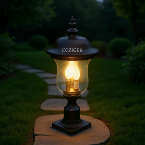 Lampe de poteau extérieure classique en bronze brun, 21 pouces de haut, abat-jour en verre transparent, éclairage de jardin, IP54 étanche, ampoule incandescente A19 - Product Image 2