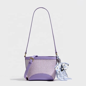 Moda mujer Leme verde paja bandolera bolsos de mano para dama verano Sling bandolera monedero con bufanda - Product Image 6