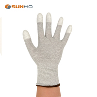 Gants de travail industriels en polyester ultra-fins, tricotés, antistatiques, avec revêtement en polyuréthane (PU), isolés et compatibles avec les écrans tactiles